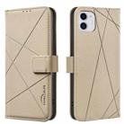 For iPhone 12 / 12 Pro Geometric Pattern RFID Leather Phone Case(Beige) - 1
