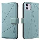 For iPhone 12 / 12 Pro Geometric Pattern RFID Leather Phone Case(Green) - 1