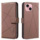 For iPhone 13 / 14 Geometric Pattern RFID Leather Phone Case(Brown) - 1