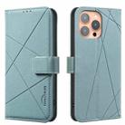 For iPhone 13 Pro Max Geometric Pattern RFID Leather Phone Case(Green) - 1