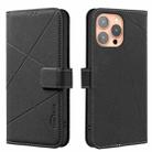 For iPhone 14 Pro Geometric Pattern RFID Leather Phone Case(Black) - 1