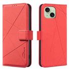 For iPhone 14 Plus / 15 Plus Geometric Pattern RFID Leather Phone Case(Red) - 1