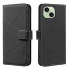 For iPhone 14 Plus / 15 Plus Geometric Pattern RFID Leather Phone Case(Black) - 1