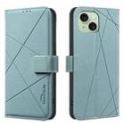 For iPhone 14 Plus / 15 Plus Geometric Pattern RFID Leather Phone Case(Green) - 1
