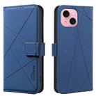For iPhone 15 Geometric Pattern RFID Leather Phone Case(Blue) - 1