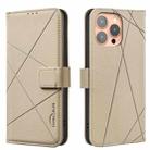 For iPhone 15 Pro Max Geometric Pattern RFID Leather Phone Case(Beige) - 1