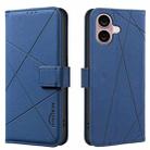 For iPhone 16 Plus Geometric Pattern RFID Leather Phone Case(Blue) - 1
