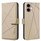 For iPhone 16 Plus Geometric Pattern RFID Leather Phone Case(Beige) - 1