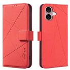 For iPhone 16 Plus Geometric Pattern RFID Leather Phone Case(Red) - 1