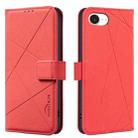 For iPhone 16e Geometric Pattern RFID Leather Phone Case(Red) - 1