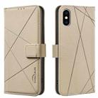 For iPhone XS Max Geometric Pattern RFID Leather Phone Case(Beige) - 1
