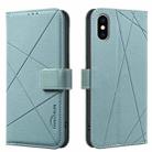 For iPhone XS Max Geometric Pattern RFID Leather Phone Case(Green) - 1