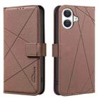 For iPhone 17 Geometric Pattern RFID Leather Phone Case(Brown) - 1