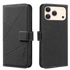 For iPhone 17 Pro Geometric Pattern RFID Leather Phone Case(Black) - 1