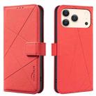 For iPhone 17 Pro Max Geometric Pattern RFID Leather Phone Case(Red) - 1