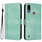 For Motorola Moto E7 Power 2021 Line Splicing Buckle Retro Leather Phone Case(Mint) - 2