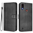 For Motorola Moto E7 Power 2021 Line Splicing Buckle Retro Leather Phone Case(Black) - 2