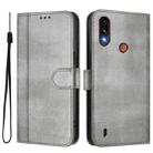 For Motorola Moto E7 Power 2021 Line Splicing Buckle Retro Leather Phone Case(Grey) - 2