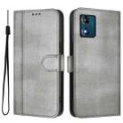 For Motorola Moto E13 2023 4G Line Splicing Buckle Retro Leather Phone Case(Grey) - 2