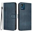 For Motorola Moto E13 2023 4G Line Splicing Buckle Retro Leather Phone Case(Dark Blue) - 2