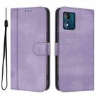 For Motorola Moto E13 2023 4G Line Splicing Buckle Retro Leather Phone Case(Purple) - 2