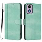 For Motorola Moto E14 4G / G24 4G Line Splicing Buckle Retro Leather Phone Case(Mint) - 2