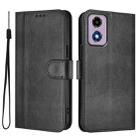 For Motorola Moto E14 4G / G24 4G Line Splicing Buckle Retro Leather Phone Case(Black) - 2