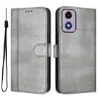 For Motorola Moto E14 4G / G24 4G Line Splicing Buckle Retro Leather Phone Case(Grey) - 2