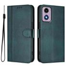For Motorola Moto E14 4G / G24 4G Line Splicing Buckle Retro Leather Phone Case(Dark Green) - 2