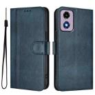 For Motorola Moto E14 4G / G24 4G Line Splicing Buckle Retro Leather Phone Case(Dark Blue) - 2