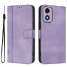 For Motorola Moto E14 4G / G24 4G Line Splicing Buckle Retro Leather Phone Case(Purple) - 2