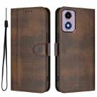 For Motorola Moto E14 4G / G24 4G Line Splicing Buckle Retro Leather Phone Case(Brown) - 2