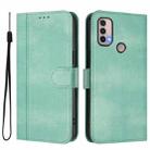 For Motorola Moto E40 / E30 / E20 Line Splicing Buckle Retro Leather Phone Case(Mint) - 2