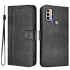For Motorola Moto E40 / E30 / E20 Line Splicing Buckle Retro Leather Phone Case(Black) - 2
