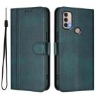 For Motorola Moto E40 / E30 / E20 Line Splicing Buckle Retro Leather Phone Case(Dark Green) - 2
