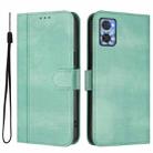 For Motorola Moto E22 4G / E22i 4G Line Splicing Buckle Retro Leather Phone Case(Mint) - 2