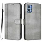 For Motorola Moto E22 4G / E22i 4G Line Splicing Buckle Retro Leather Phone Case(Grey) - 2