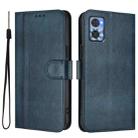 For Motorola Moto E22 4G / E22i 4G Line Splicing Buckle Retro Leather Phone Case(Dark Blue) - 2