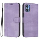 For Motorola Moto E22 4G / E22i 4G Line Splicing Buckle Retro Leather Phone Case(Purple) - 2