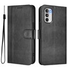 For Motorola Moto G 5G 2022 Line Splicing Buckle Retro Leather Phone Case(Black) - 2