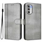 For Motorola Moto G 5G 2022 Line Splicing Buckle Retro Leather Phone Case(Grey) - 2