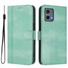 For Motorola Moto G 5G 2023 Line Splicing Buckle Retro Leather Phone Case(Mint) - 2