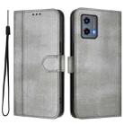 For Motorola Moto G 5G 2023 Line Splicing Buckle Retro Leather Phone Case(Grey) - 2