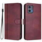 For Motorola Moto G 5G 2023 Line Splicing Buckle Retro Leather Phone Case(Wine Red) - 2