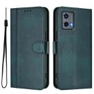 For Motorola Moto G 5G 2023 Line Splicing Buckle Retro Leather Phone Case(Dark Green) - 2