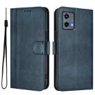 For Motorola Moto G 5G 2023 Line Splicing Buckle Retro Leather Phone Case(Dark Blue) - 2