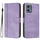 For Motorola Moto G 5G 2023 Line Splicing Buckle Retro Leather Phone Case(Purple) - 2