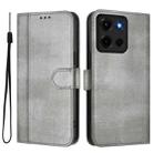 For Motorola Moto G 5G 2025 Line Splicing Buckle Retro Leather Phone Case(Grey) - 2