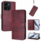 For Motorola Moto G 5G 2025 Line Splicing Buckle Retro Leather Phone Case(Wine Red) - 1