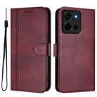 For Motorola Moto G 5G 2025 Line Splicing Buckle Retro Leather Phone Case(Wine Red) - 2